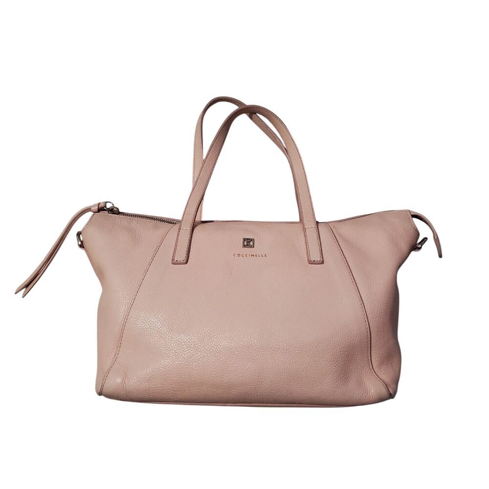 Coccinelle Pebbled Leather Shoulder Bag Light Peach